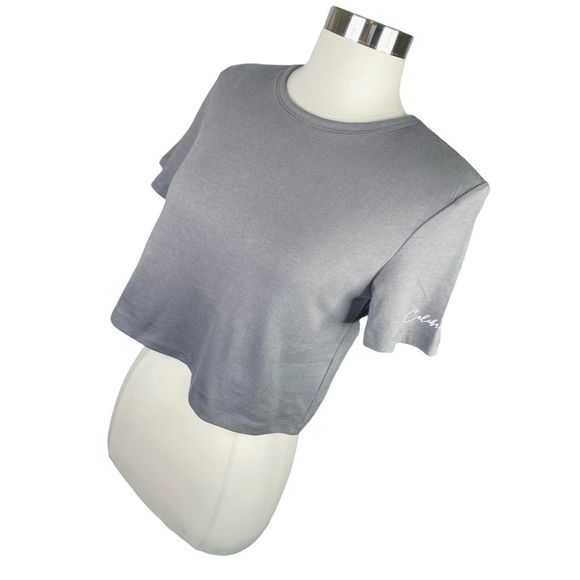 Halara Cropped Gray Workout Tee - Size Small - Picture 3 of 7